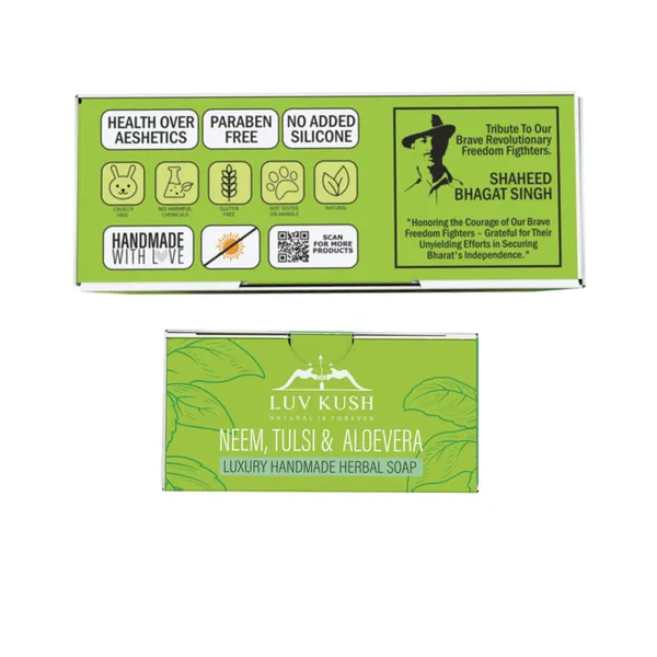 Luv Kush Pure Neem, Tulsi & Aloe Vera Handmade Herbal Soap – 80 g, Handmade Soaps (image 2)